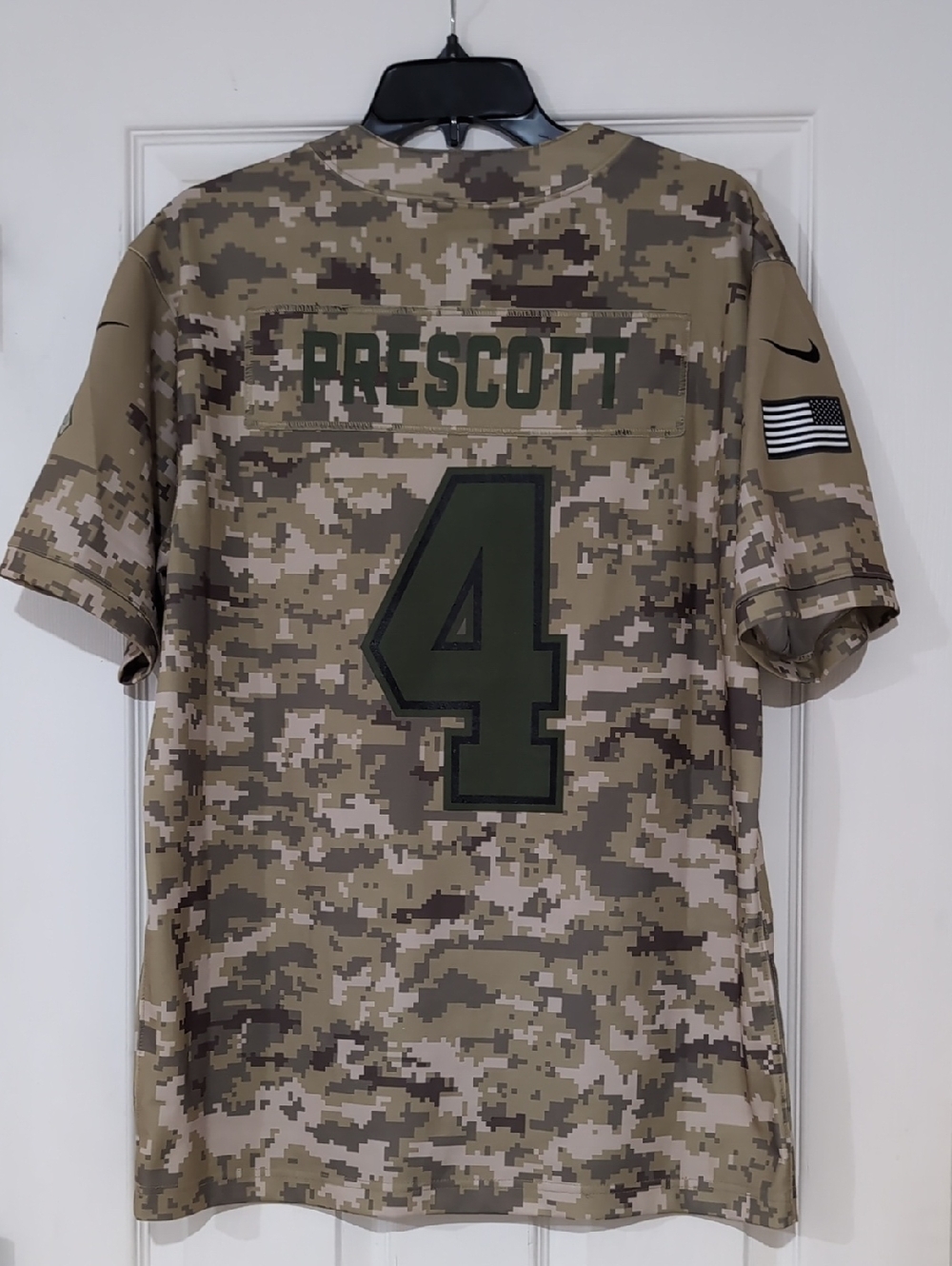 Nike Youth Prescott #4 Camo Football Jersey - Olive/Tan